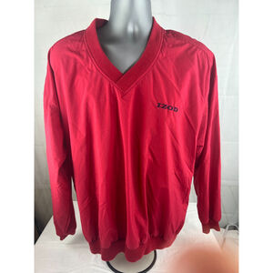 Vintage Men’s Izod V-Neck Long Sleeve Pullover Windshirt Jacket Size M Red EUC
